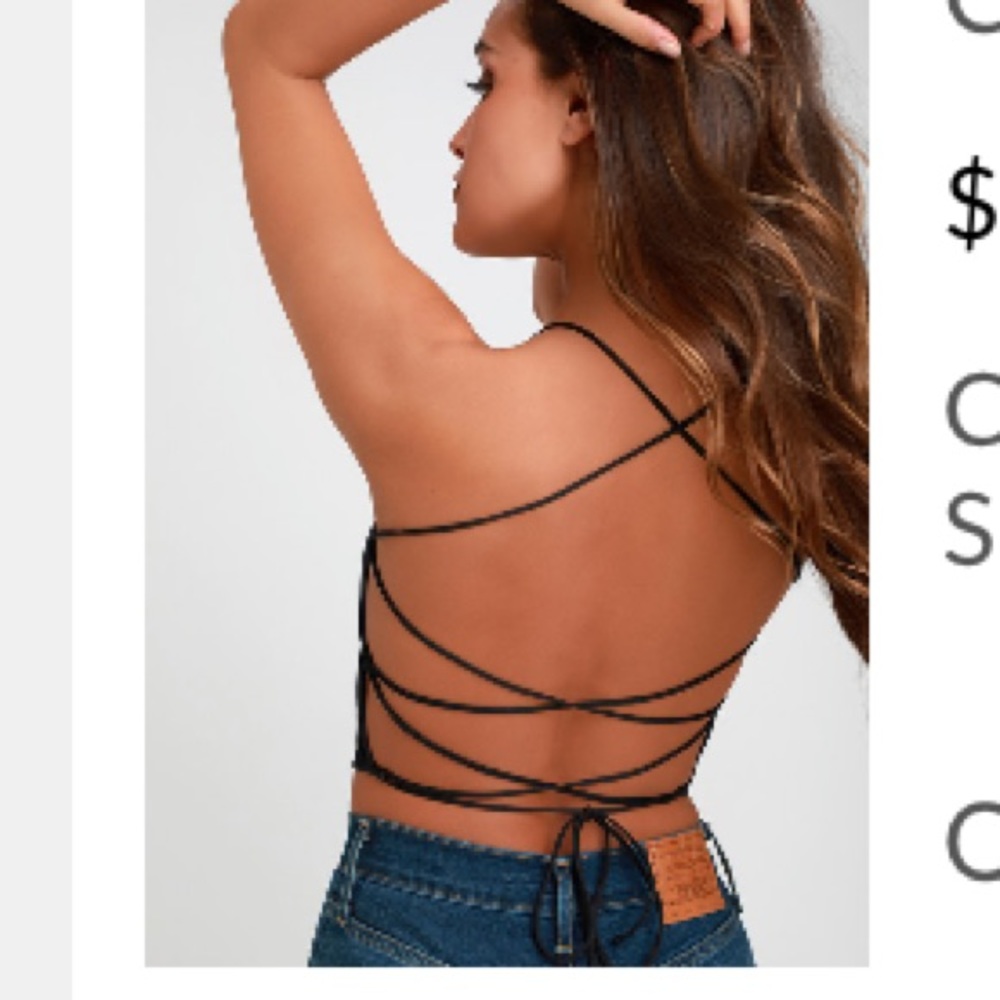 Lulus Intrigue Black Lace Up Crop Top - NWOT